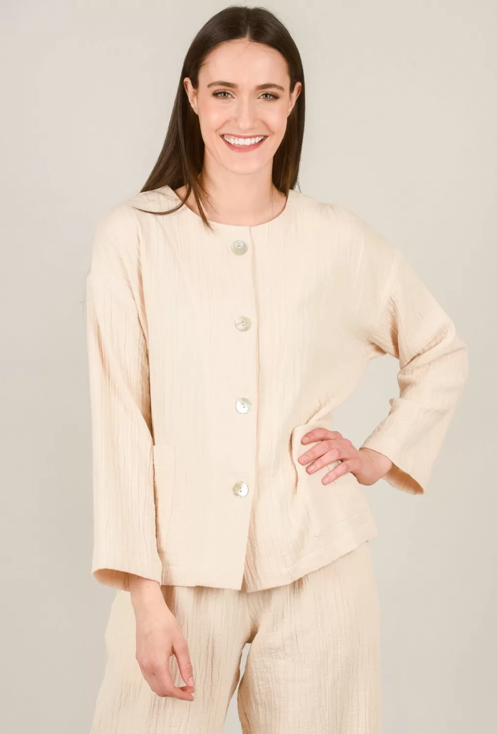 Discount Evie Lou Tonal Texture Jacket, Blush