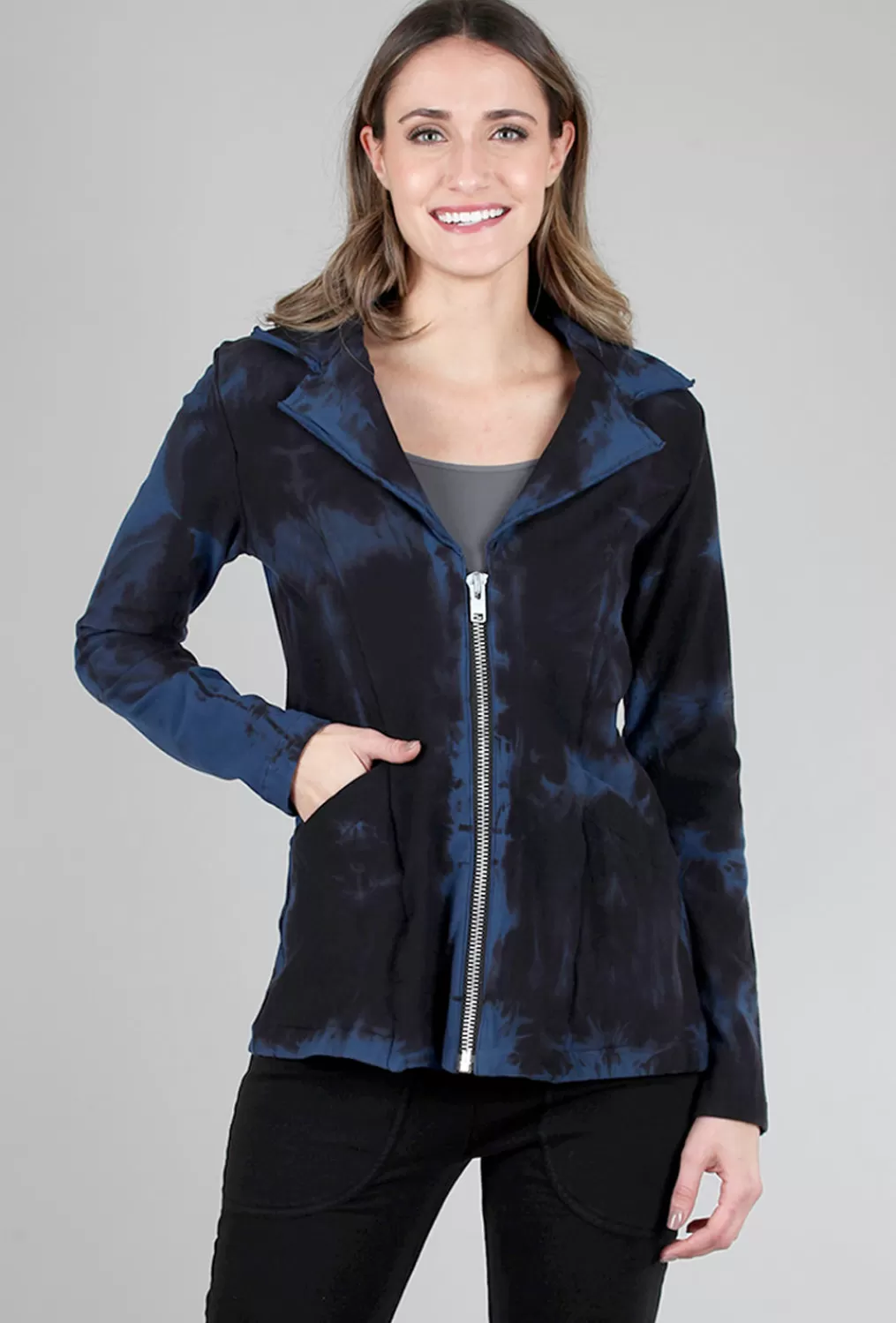 Discount Evie Lou Twist Dye Zip Jacket, Denim