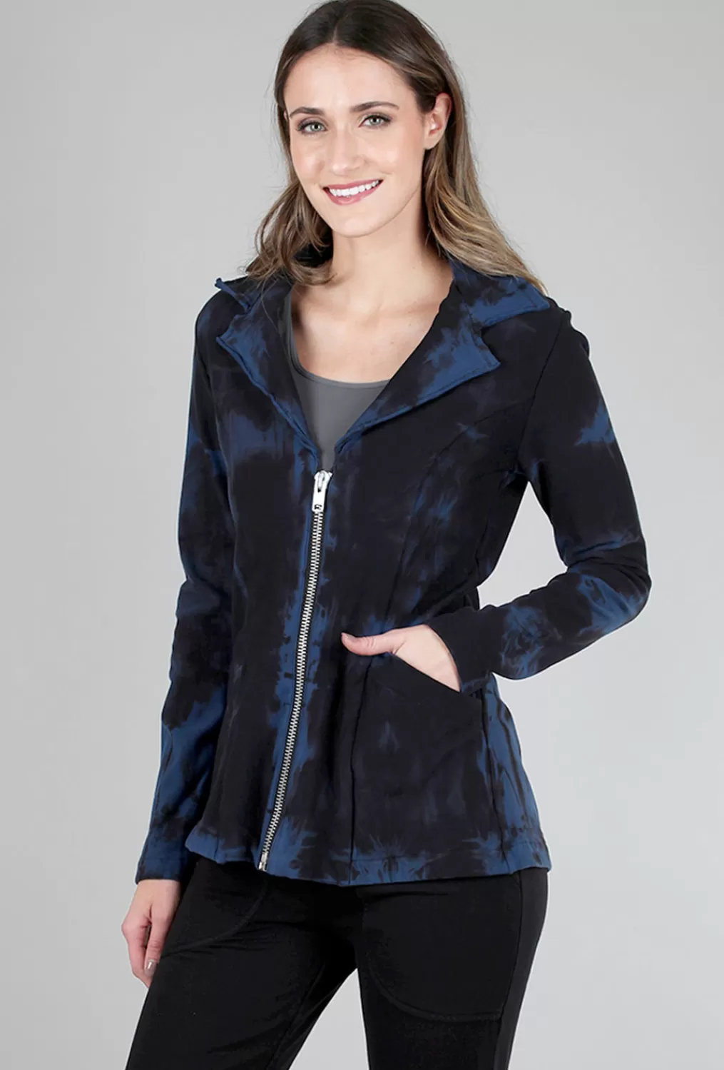 Discount Evie Lou Twist Dye Zip Jacket, Denim
