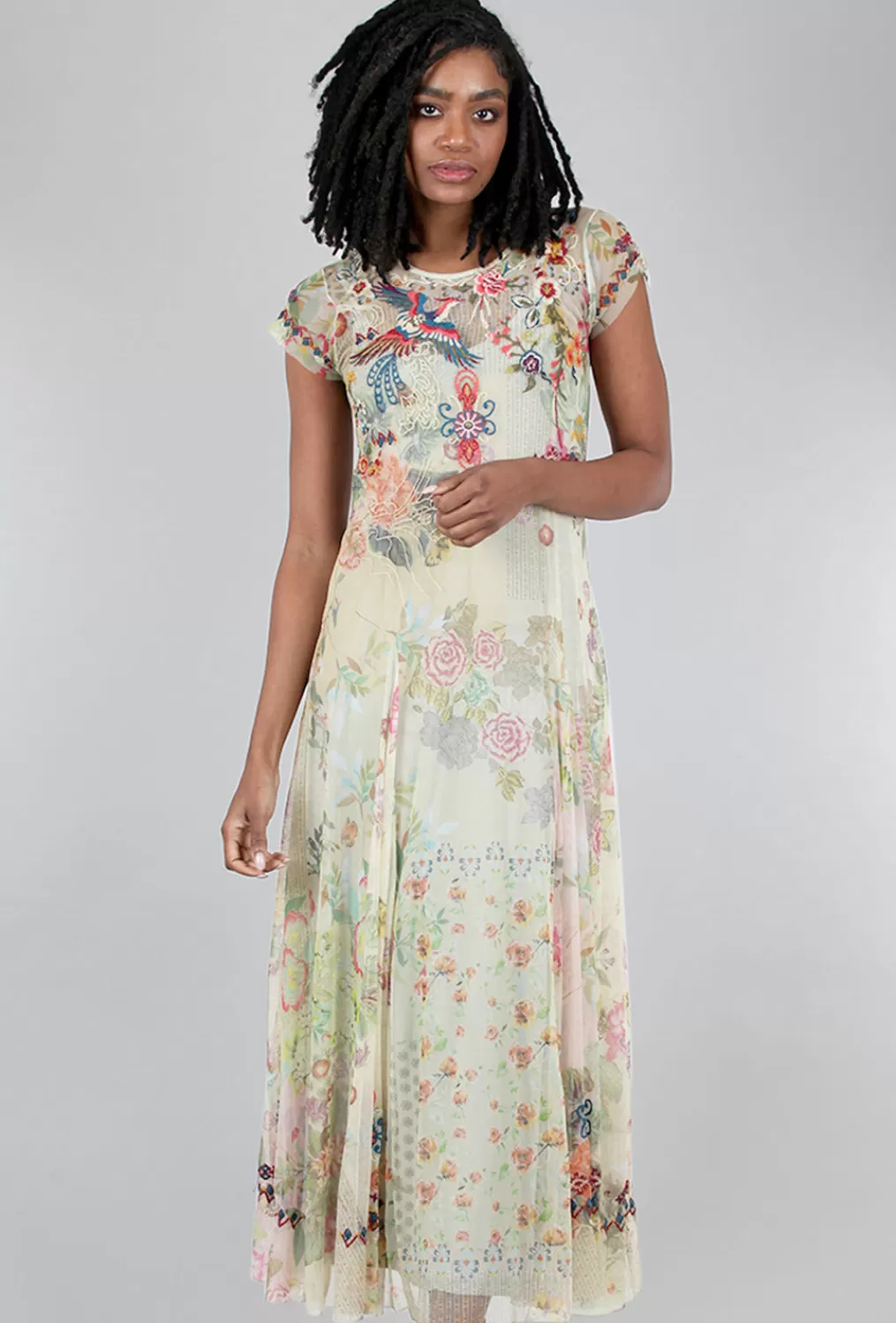 Store Evie Lou Verde Mesh Dress, Cream