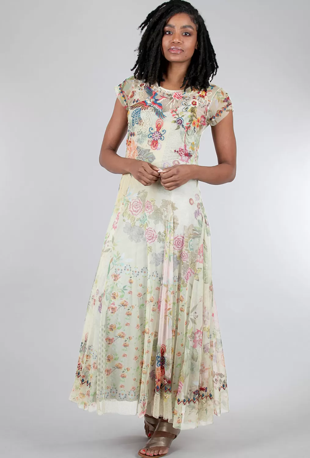 Store Evie Lou Verde Mesh Dress, Cream
