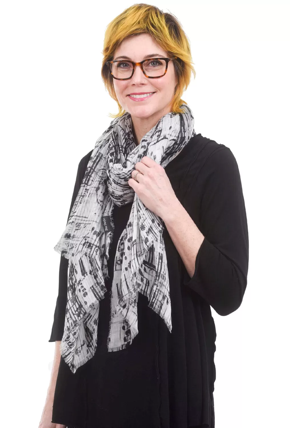 Cheap Evie Lou Vintage Artisan Scarf, Music Notes/Black/White