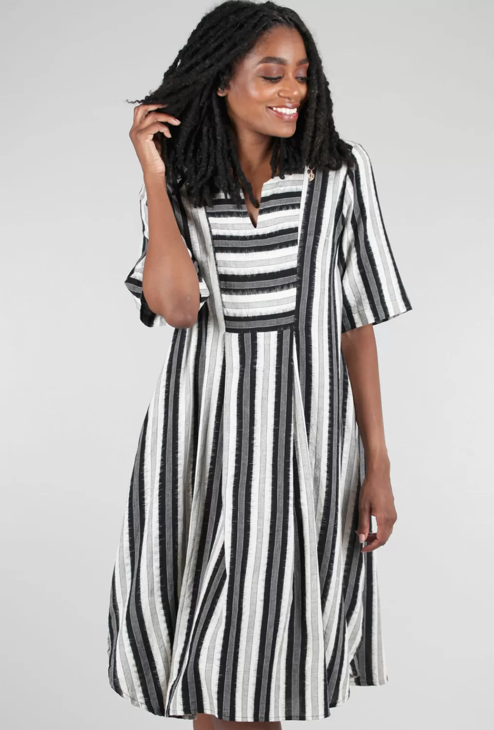 Online Evie Lou Woven Stripe Breeze Dress, Black